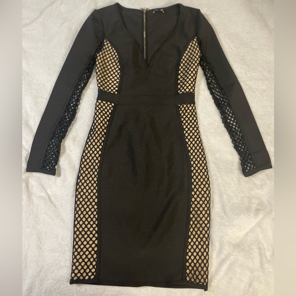 ✨Black & Beige Bandage Dress